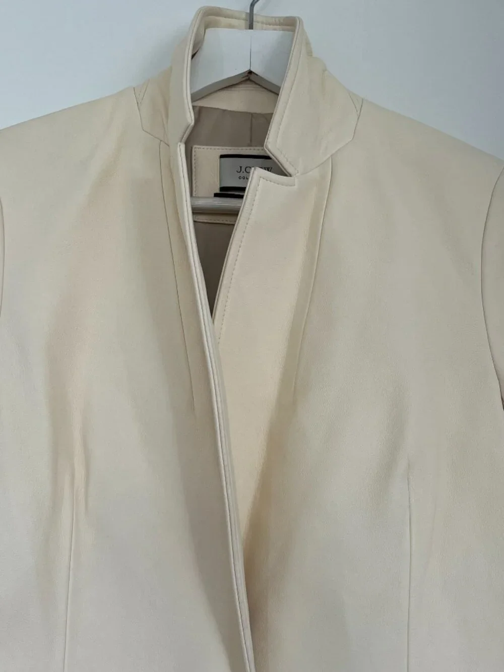 J. Crew Collection Alfie Leather Blazer in Ivory Size 4 NWT